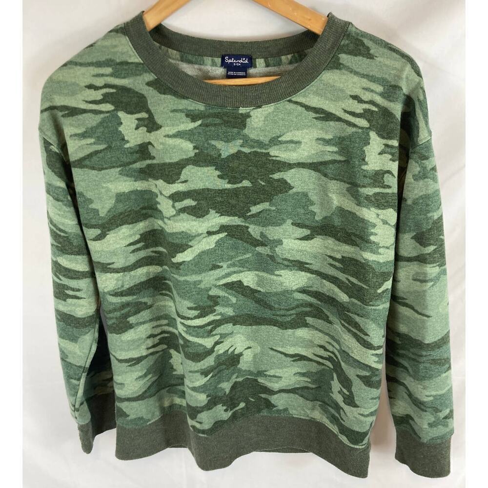 Splendid Green Camo Crewneck Sweatshirt